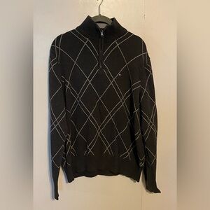 Tommy Hilfiger quarter zip grey flag logo sweater, L